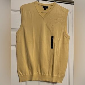 Banana Republic Yellow V-Neck Sleeveless Cotton Knit Sweater Vest Size M NWT